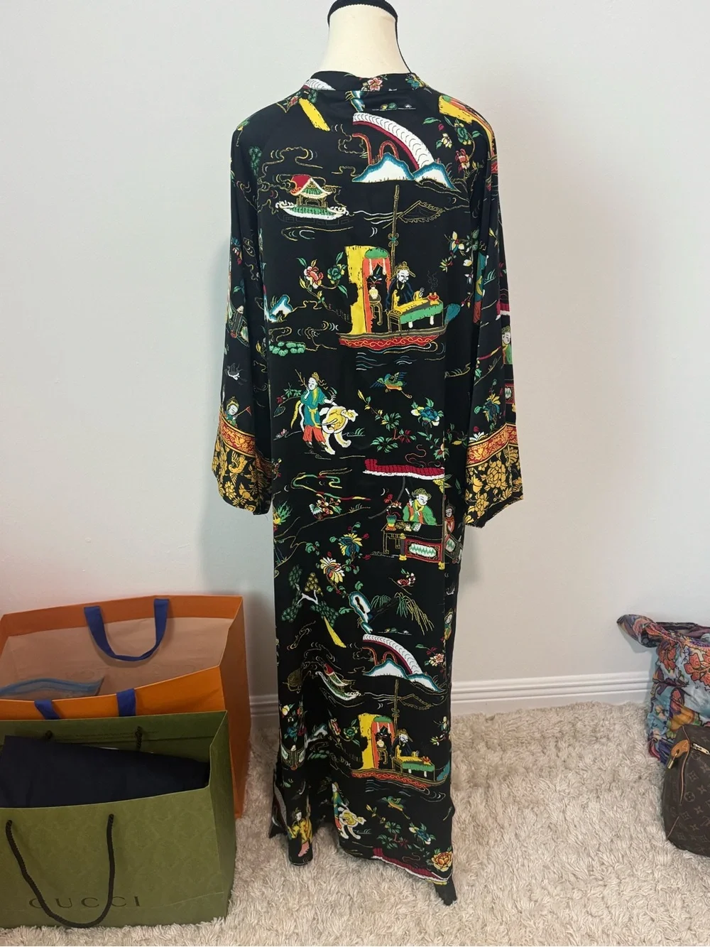 Natori Black Multicolor Printed Long Sleep Caftan
